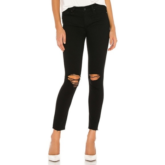 PAIGE Women’s Black Verdugo Ultra Skinny Ankle Jeans with Raw Hem Size 24 - Picture 1 of 12